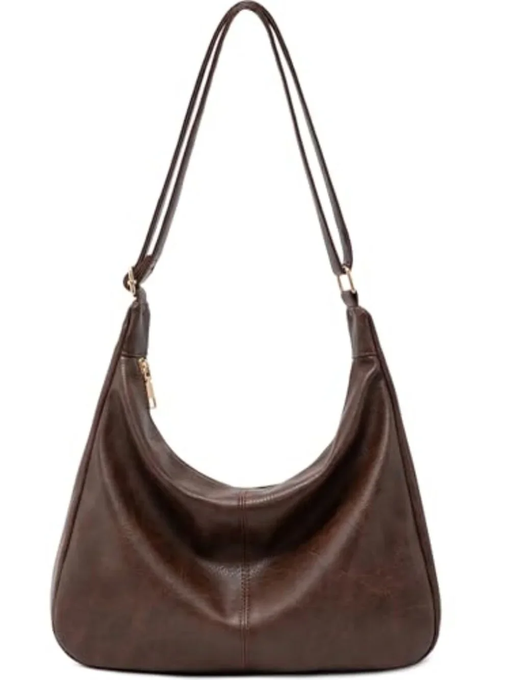 Foldable Vegan Leather Slouchy Hobo Handbag Shoulder Crossbody Tote
